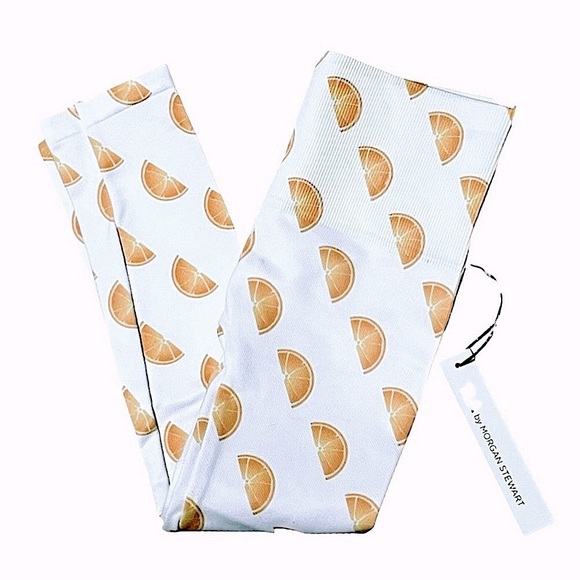 MORGAN STEWART LA Collection orange slice capri leggings XS/S NWT - Picture 1 of 6